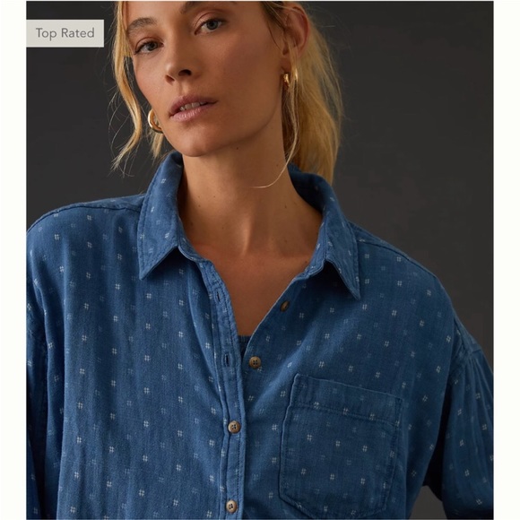 Anthropologie Pilcro Blue Button-down - Picture 3 of 12